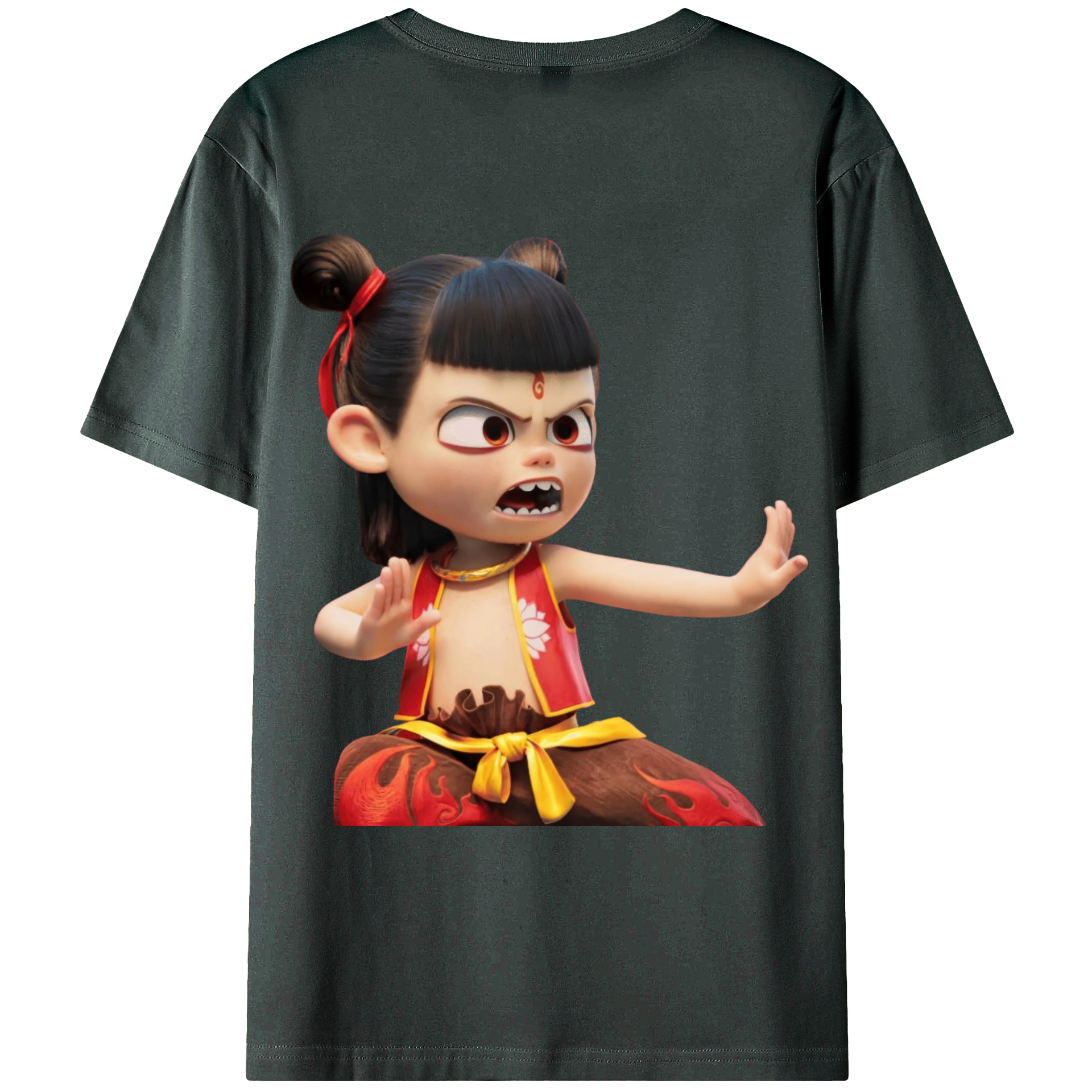 （画像用） Ne Zha 2 ナタ 魔童の大暴れ 綿100％ メンズ半袖Tシャツ（バックプリント） 通気性